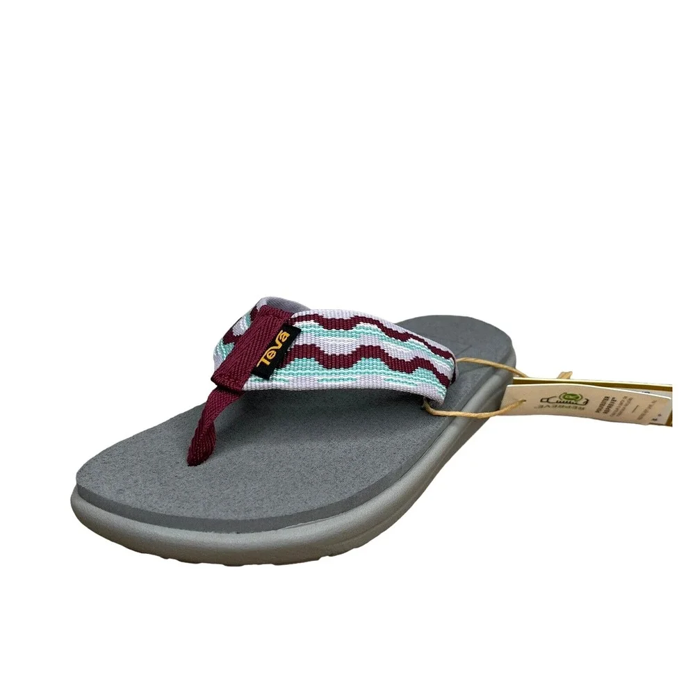 Teva Little Girls Voya Thong Flip Flop Sandals Sz 12 Aqua-Burgundy-Gray-Lavender